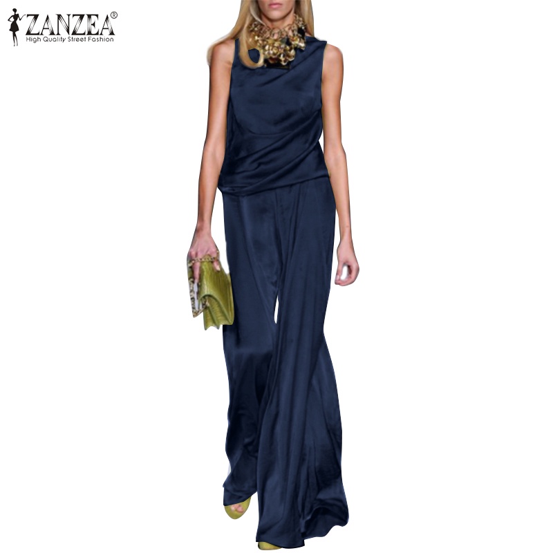 Set quần dài ống rộng và áo thun không tay Zanzea thời trang nữ tính