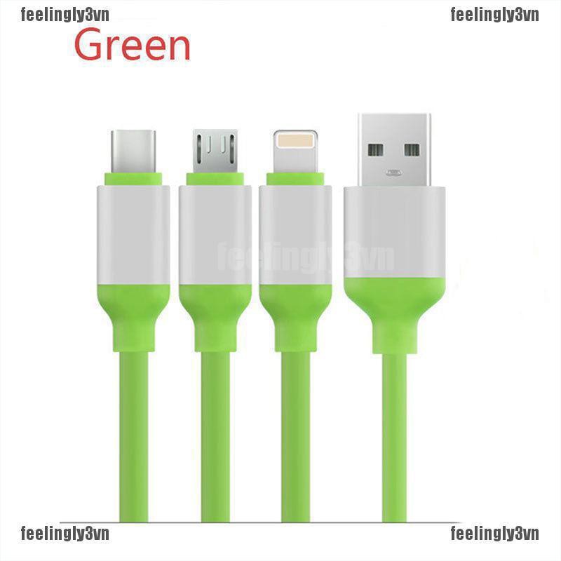 Dây cáp 3 trong 1 cổng Micro USB / Type C / iPhone iOS TO