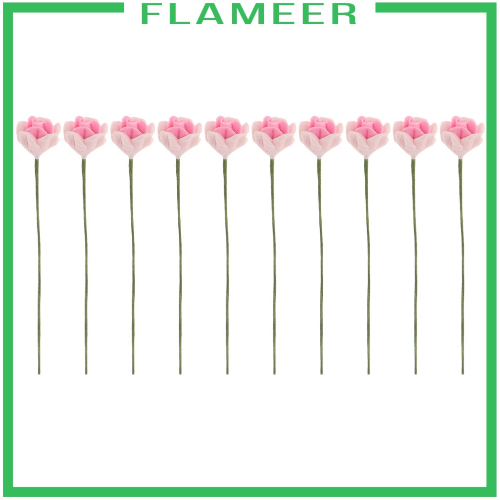 [FLAMEER] 10pieces 1:12 Dollhouse Miniature Rose Flower Bunch Fairy Garden Accs