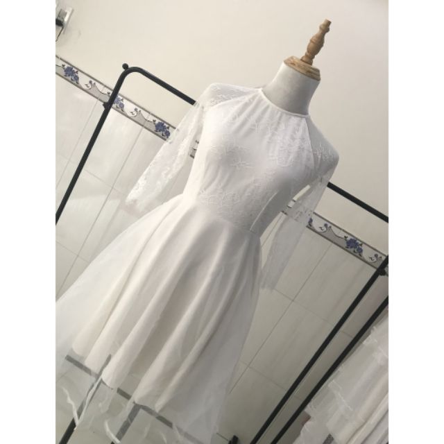 váy trắng dự tiệc tay ren kèm ảnh thật và video MS421 SẴn SIZE S,M | BigBuy360 - bigbuy360.vn