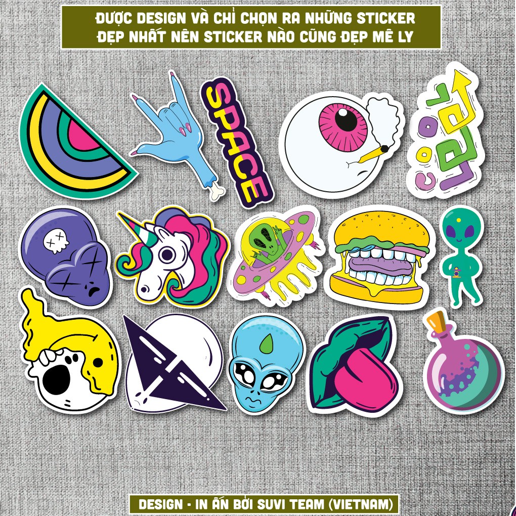 50 Sticker Galaxy Alien 1 chống nước sticker dán laptop, điện thoại, đàn guitar, mũ bảo hiểm, vali. MSP: G06