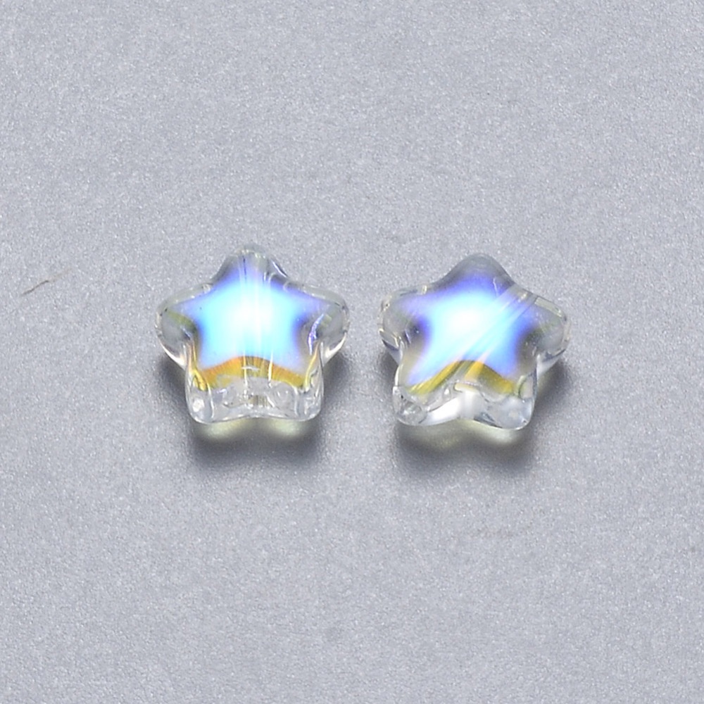 Bộ 10 Hạt Thủy Tinh Trong Suốt AB 8x8.5x4mm: 1mm