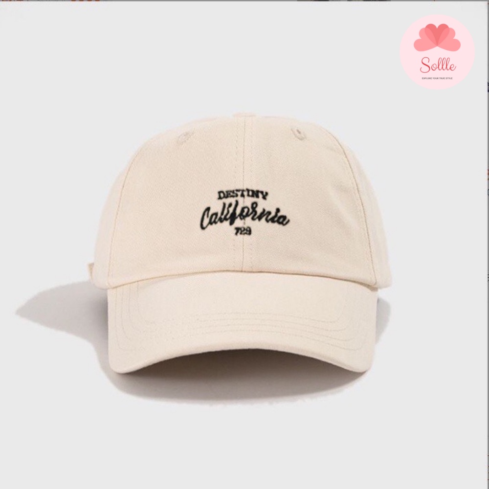 Mũ lưỡi trai Unisex thêu chữ California, nón kết nữ phong cách thời trang Hàn Quốc Sollle