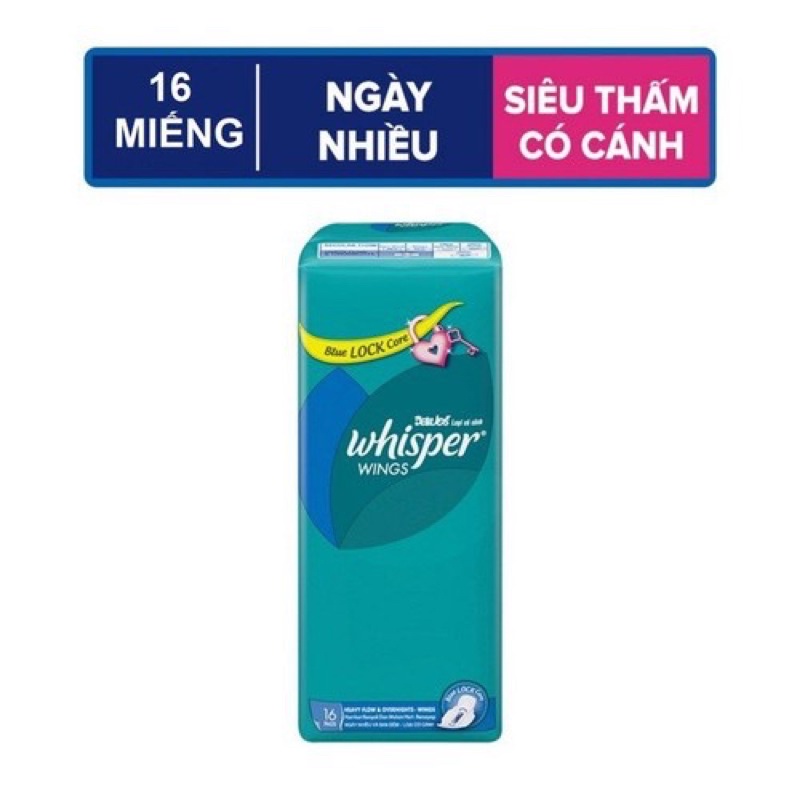 Băng Vệ Sinh WHISPER Có Cánh Ngày & Đêm 28cm 16 miếng