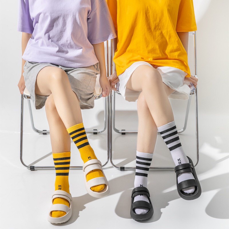 Dép nữ, nam Sandal bánh mì đế cao 2 màu đen trắng