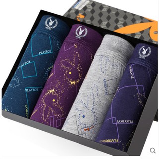 Combo 4 quần lót nam boxer mã ql25118-11 chính hãng playboy/ quần lót nam in họa tiết / quần lót nam cao cấp