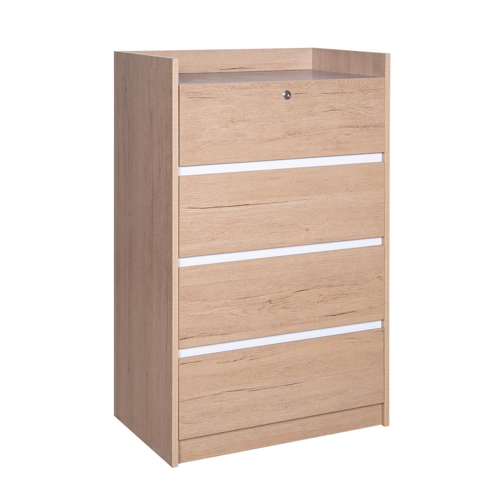 HomeBase FURDINI Tủ gỗ 4 ngăn kéo bằng gỗ ép FORCE Thái Lan W60xH95xD39cm màu gỗ sồi/trắng