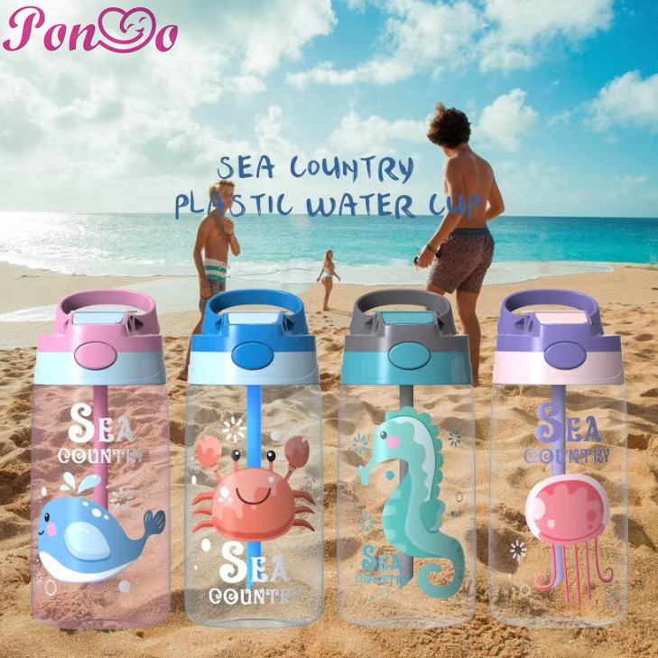 Bình Nước Nhựa Dung Tích 480ml Hình Động Vật Đáng Yêu Cho Bé