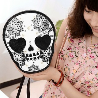 Túi đeo chéo in hình đầu lâu Halloween thời trang cho nữ