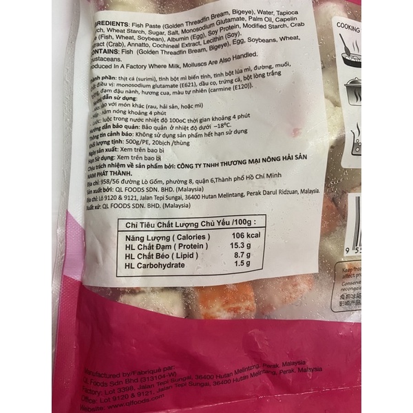Viên thả lẩu chả cua hoàng đế Oceanria Malaysia 500g