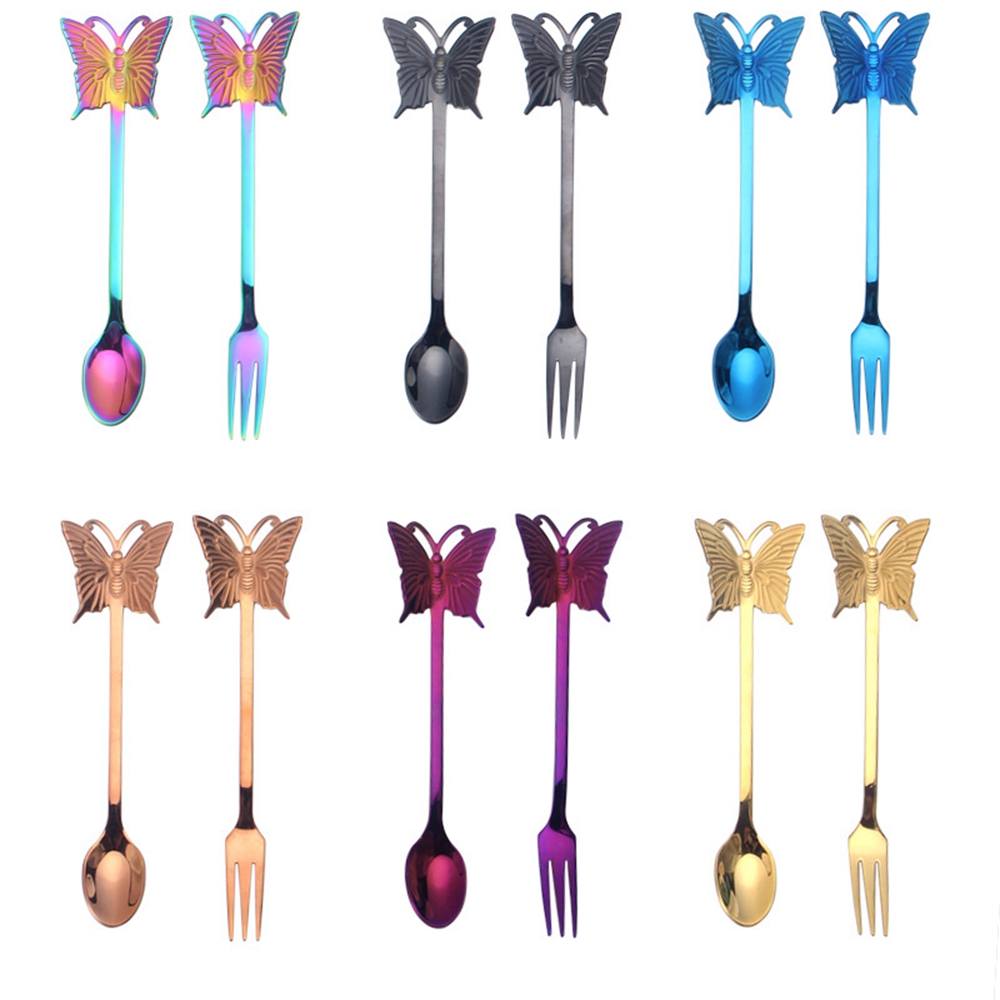 EPOCH 1 Muỗng Cà Phê Hình Bướm Bằng Thép Không Gỉ Nhiều Màu