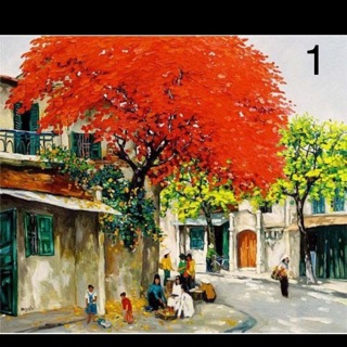 Tranh phố cổ vải canvas giá rẻ
