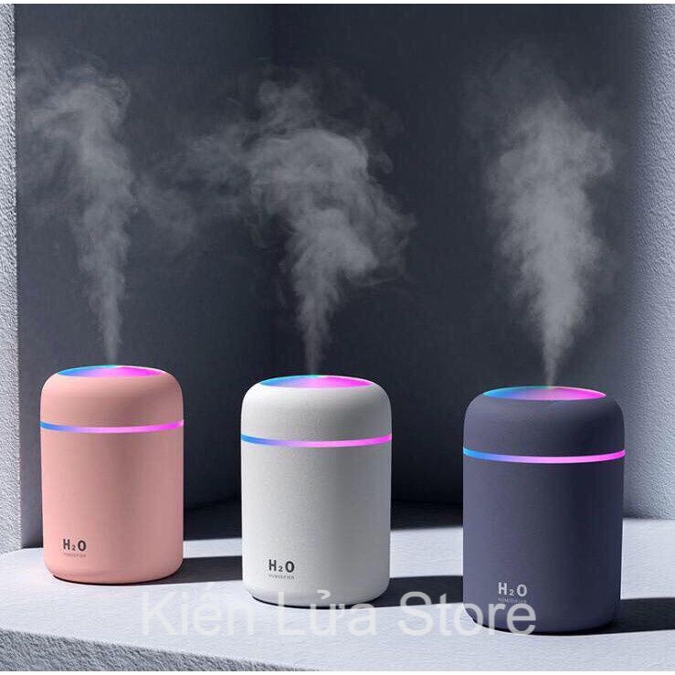 Máy Phun Sương Mini 300ML Tạo Ẩm Không Khí Có Đèn LED Màu Cầu Vồng H2O