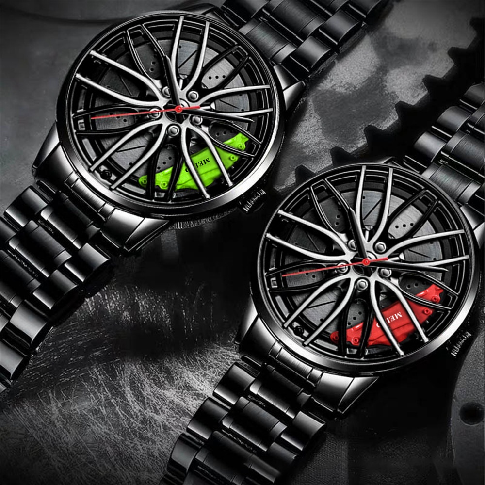 Đồng hồ kiểu máy thạch anh 3d thiết kế mặt bánh xe làm từ thép không gỉ | WebRaoVat - webraovat.net.vn