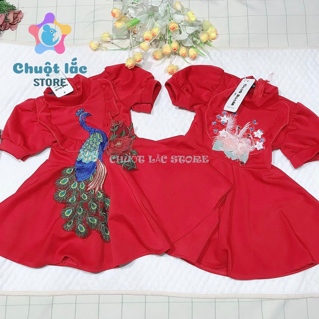 Đầm Công Chúa Chuột Lắc Store Cho Bé Gái Thun Umi Hình Công Từ 10Kg Đến 24Kg (Màu Đỏ)