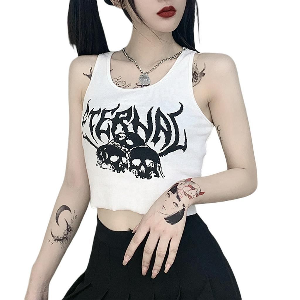 Áo ba lỗ in hình đầu lâu thời trang cá tính cho nữ