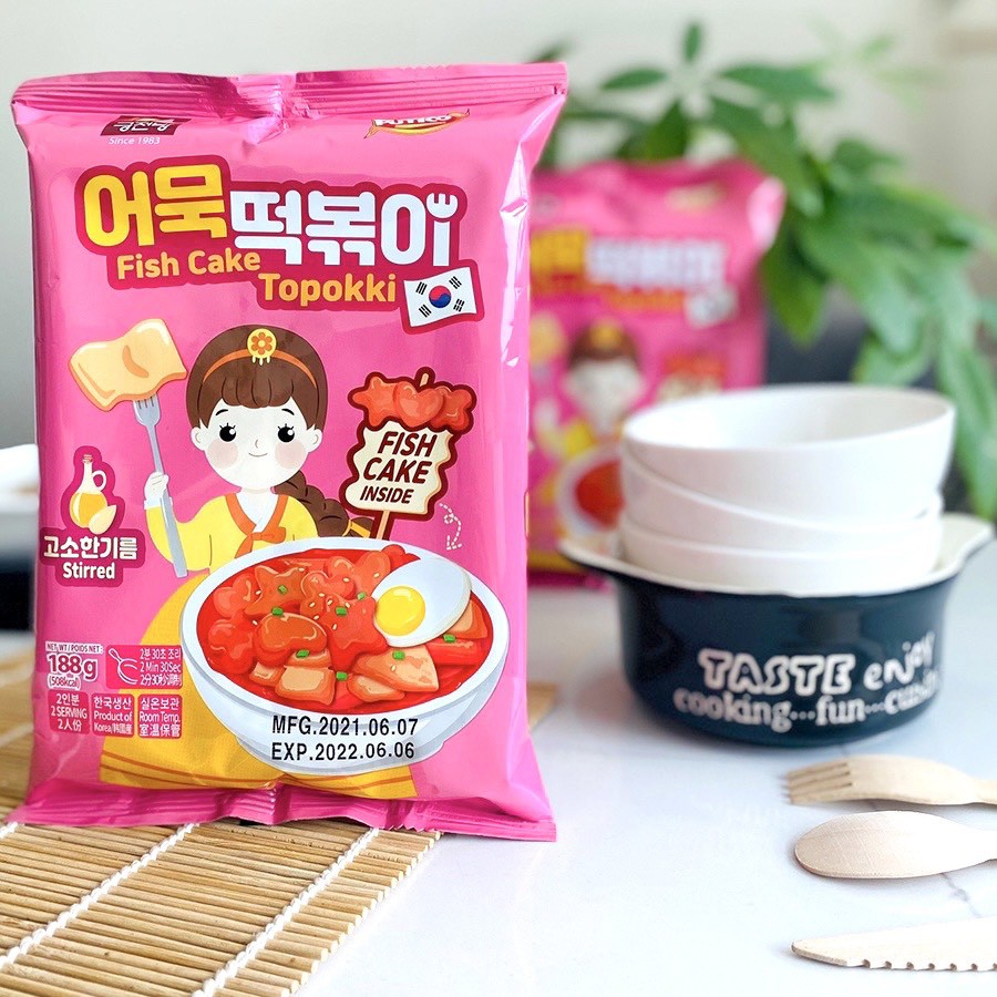 [DẦU MÈ] Gói Bánh Gạo Topokki Kèm Chả Cá Fish cake Nhập Khẩu Hàn Quốc 183g | BigBuy360 - bigbuy360.vn