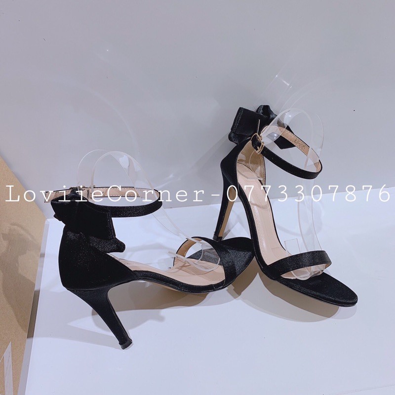 GIÀY CAO GÓT NỮ LOVIIECORNER CHẤT LỤA - SANDAL GÓT NHỌN 9 PHÂN QUAI MẢNH NƠ LỤA G191262