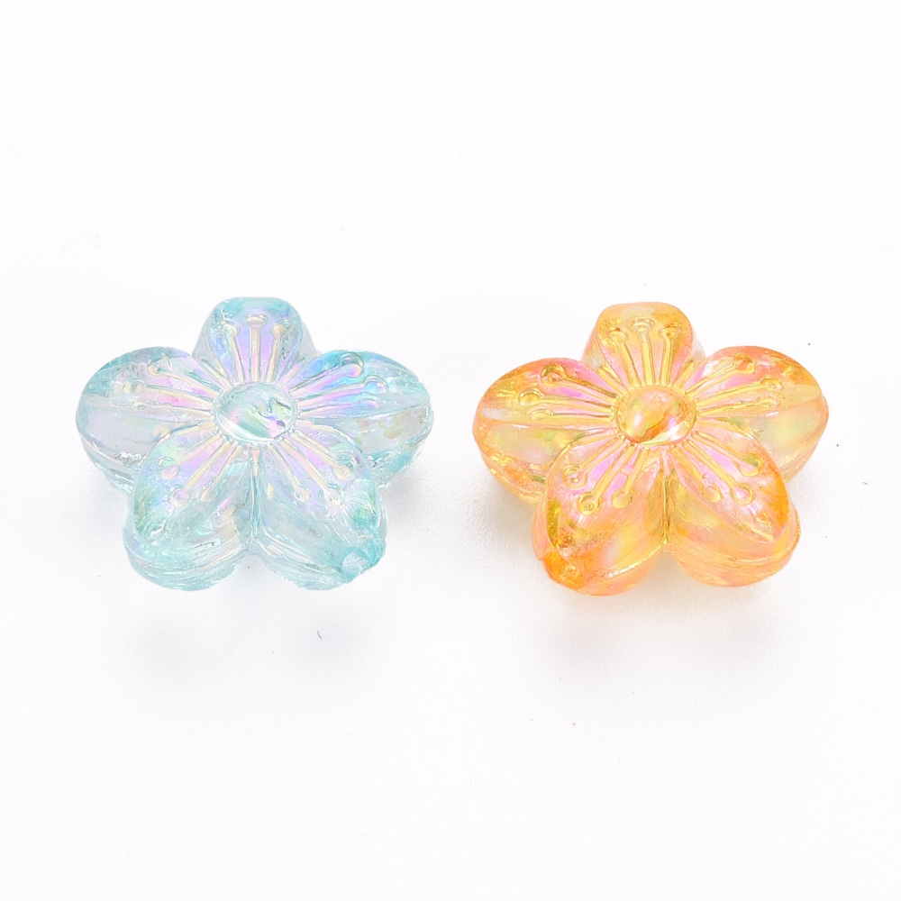 Set 20~200 Hạt Xỏ Lỗ 14.5x15.5x7mm: 1.8mm Bằng acrylic Trong Suốt Nhiều Màu