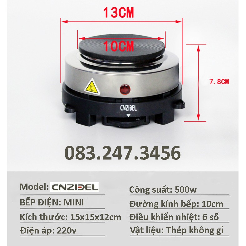 BẾP ĐIỆN MINI 500W không kén nồi model CNZIDEL
