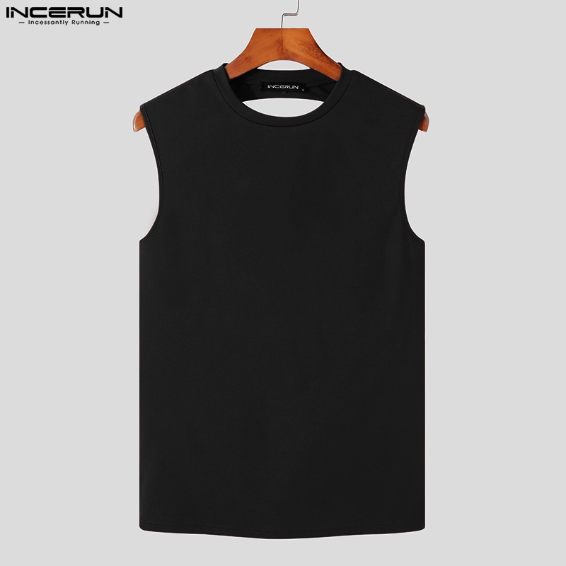 Áo ba lỗ INCERUN cổ tròn hở lưng gợi cảm thời trang cho nam