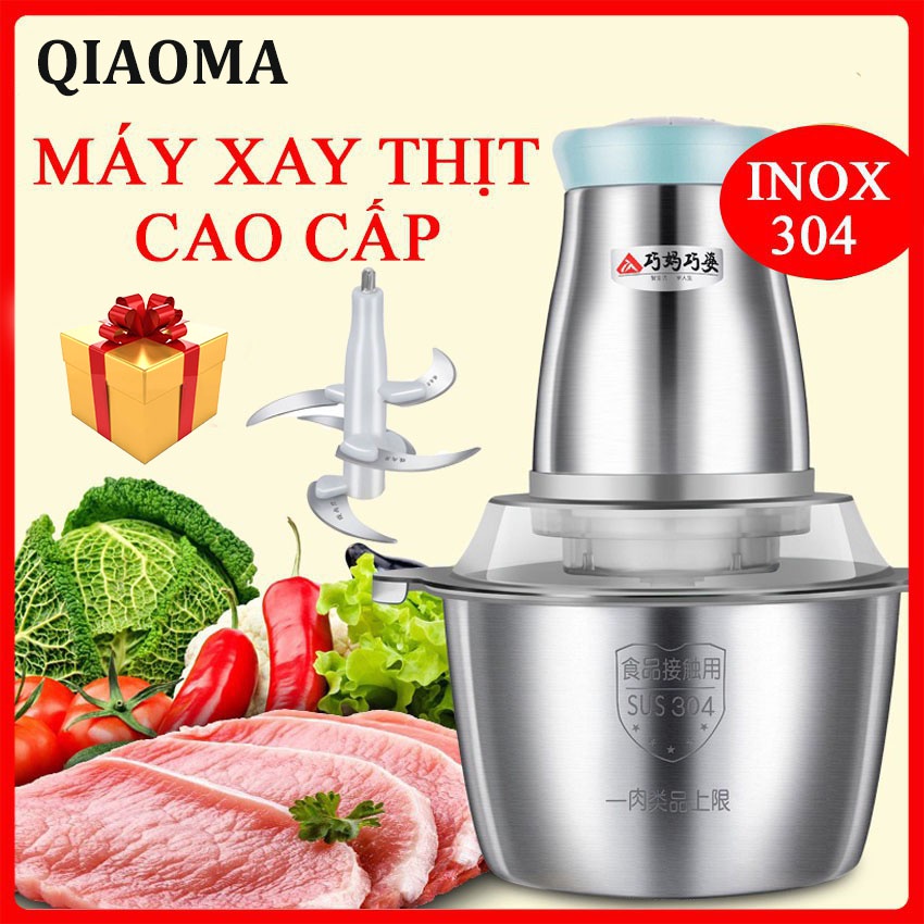 Máy Xay Thịt Đa Năng Cối Inox 3L Công Suất 250W Cao Cấp - 5 Lưỡi Kép - Cối Xay Thực Phẩm, Tỏi Ớt, Rau Củ Tiện Dụng