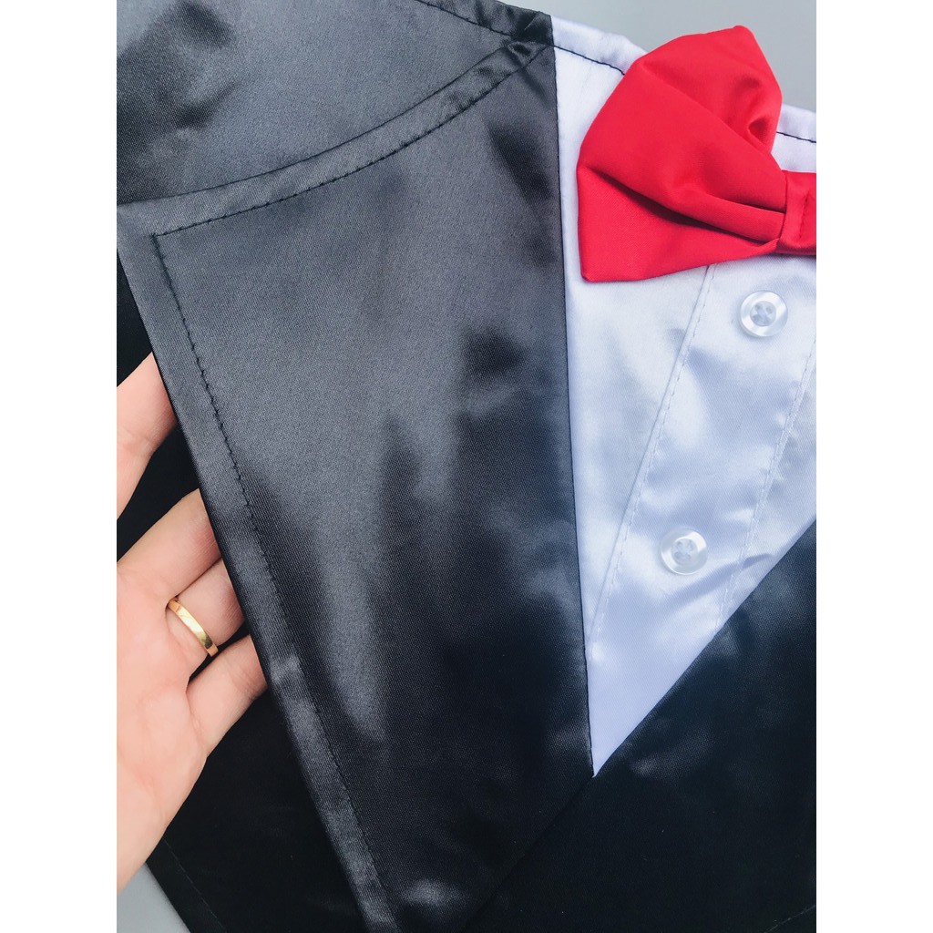 YẾM ĐEO CỔ YẾM TAM GIÁC BỘ TUXEDO CHÚ RỂ SANG TRỌNG CHO CÚN CƯNG - phụ kiện quần áo cho thú cưng