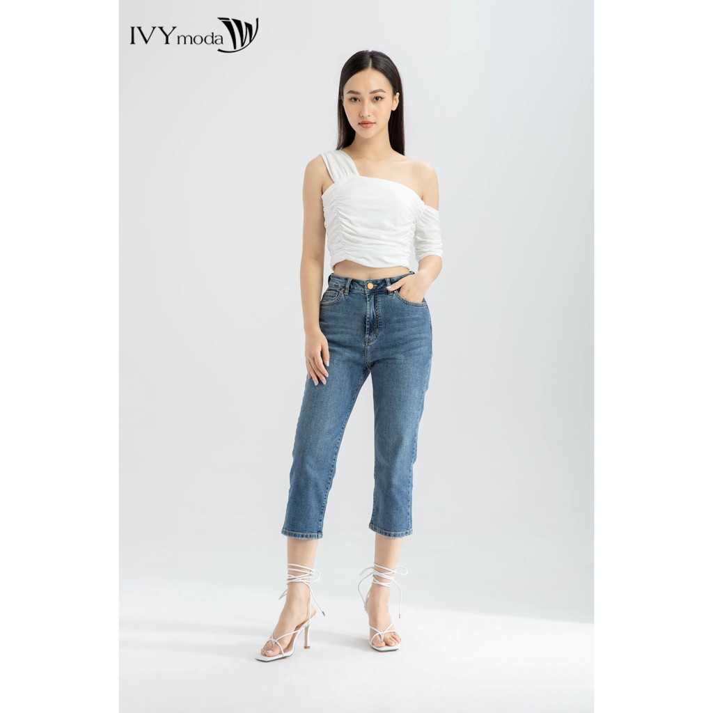 [NHẬP WABRTL5 GIẢM 10% TỐI ĐA 50K ĐH 250K ]Quần Jeans lửng ngang bắp IVY moda MS 24B8001