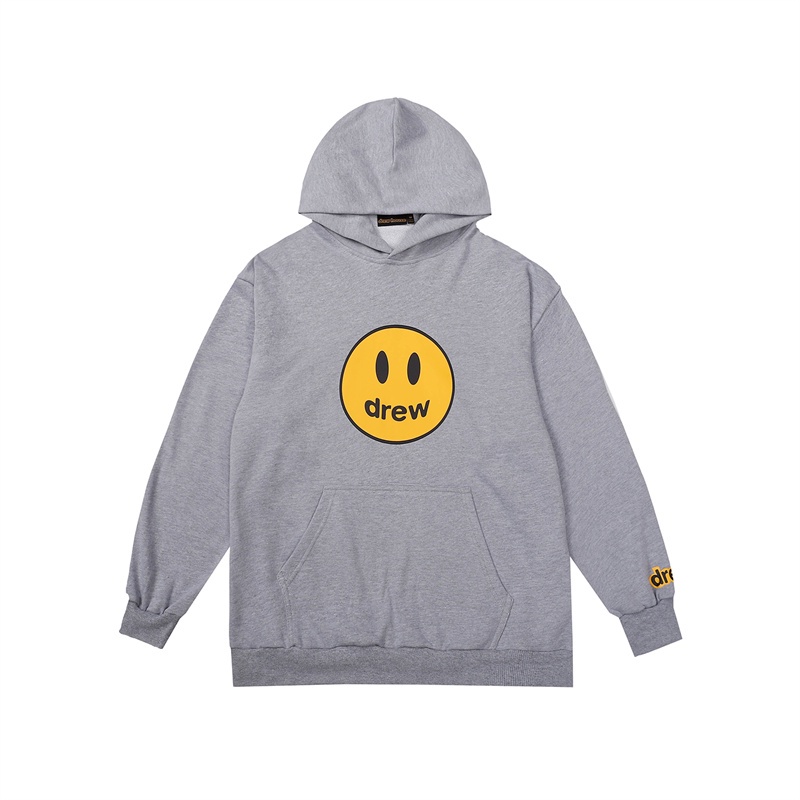 D &amp; EW Áo Sweatshirt Có Mũ Trùm Đầu In Logo Mặt Cười Nhiều Màu Cơ Bản Thời Trang Cho Cặp Đôi