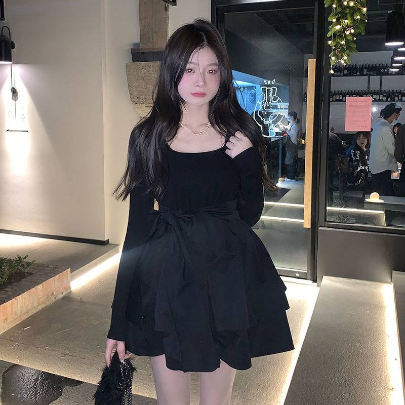Váy babydoll Đầm Cổ Vuông Eo Cao Thời Trang Mùa Xuân 2022 Phong Cách Pháp Cổ Điển Sang Trọng