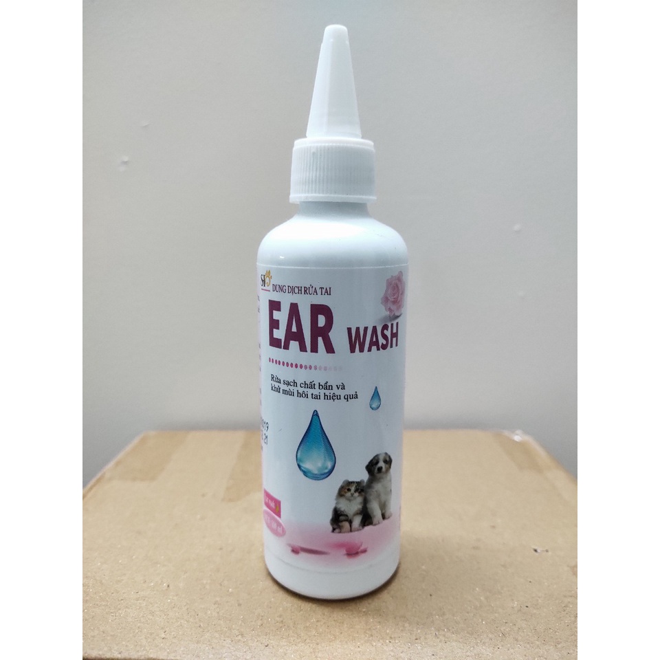 Dung Dịch Rửa Tai Cho Chó mèo EAR WASH 100ml ,Rửa Sạch Chất Bẩn và Khử Mùi Hôi Tai Hiệu Quả