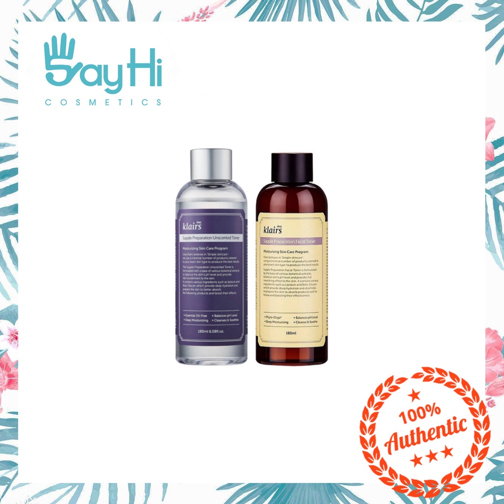 Nước hoa hồng Klairs Supple Preparation Unscented Toner 180ml