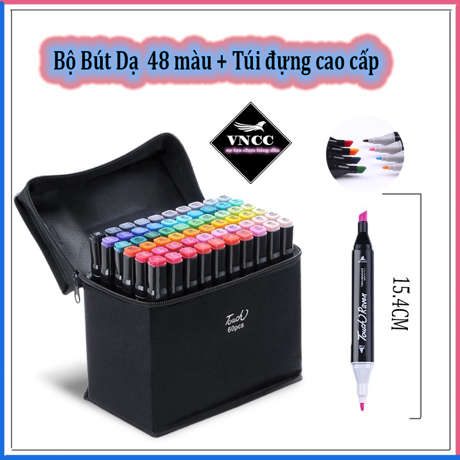 Bút màu Marker Touch Cool họa cụ tô màu, Bộ bút dạ màu 48 chi tiết, bút siêu mềm, tô êm, mịn, màu vẽ chuyên nghiệp