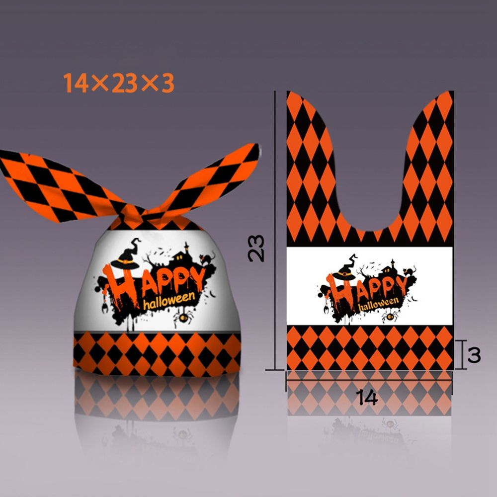 Set 50 túi đựng bánh kẹp hình tai thỏ in họa tiết trang trí lễ hội Halloween độc đáo