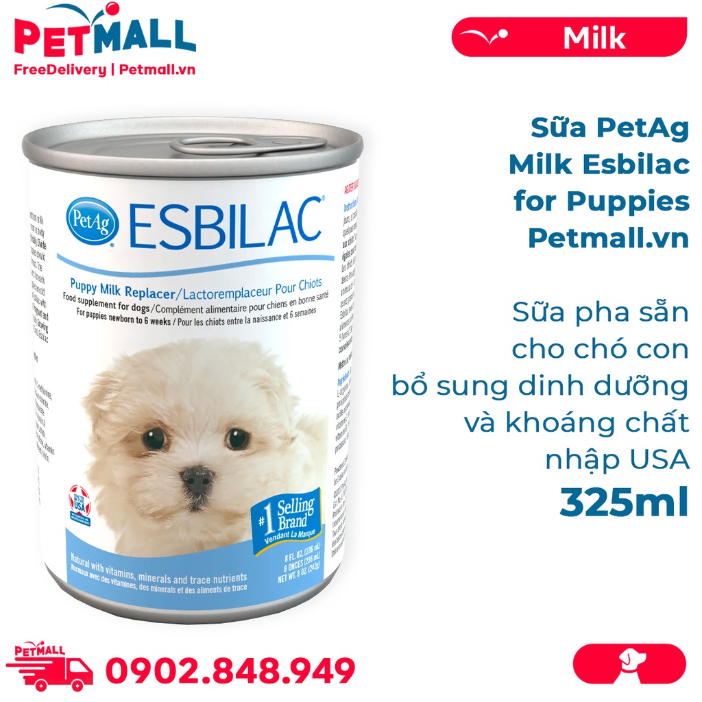 Sữa PetAg Milk Esbilac for Puppies 325ml - Sữa pha sẵn cho chó con thumbnail