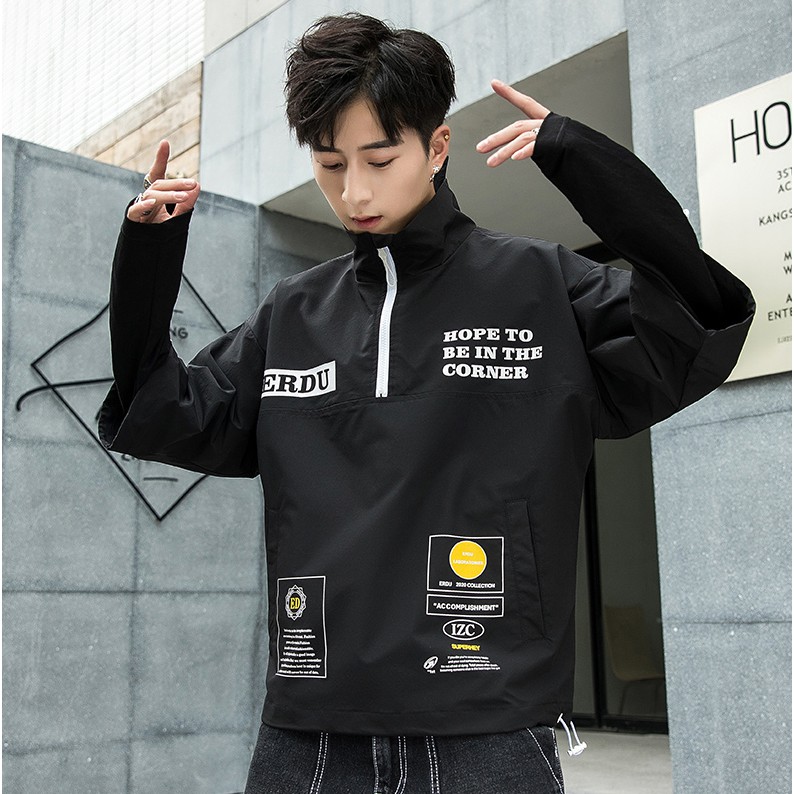 Áo Hoodies Chui Đầu Nam Nữ Tay Dài Giả Hai Lớp Phối Khóa Cổ ERDU Phong Cách Thời Trang Zenkocs3 MEN TOP 094