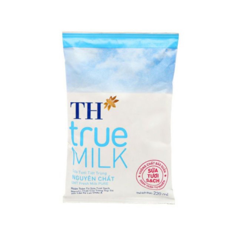 (HCM) Thùng 48 bịch sữa tươi tiệt trùng không đường TH true milk 220ml