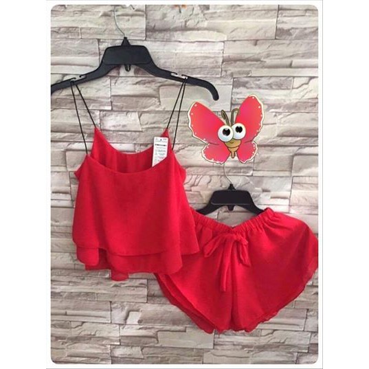 Set đồ bộ ngủ 2 dây thời trang vải voan cực kỳ quyến rũ và mát mẻ cho nữ - Set bướm | BigBuy360 - bigbuy360.vn