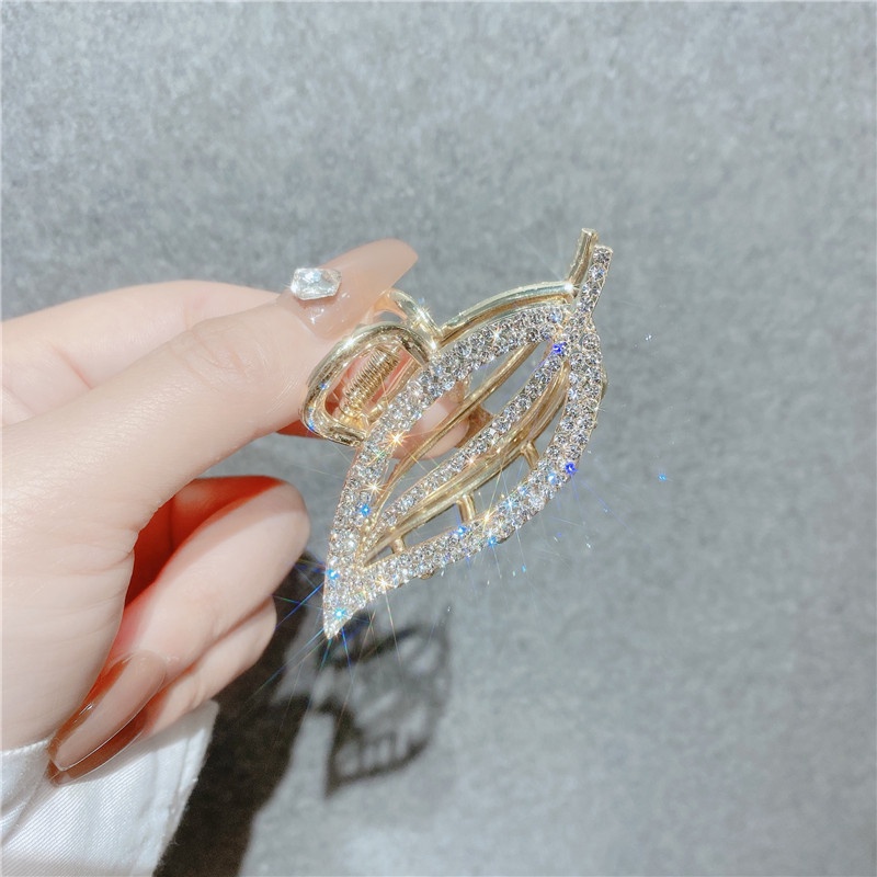 Kẹp Tóc Hợp Kim Hình Lá Đính Đá Sang Trọng Ulzzang Cho Nữ - Dumi Shop