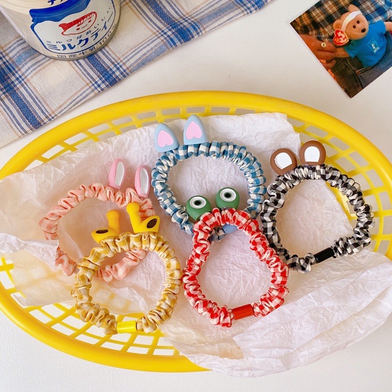 Chun cột tóc vải dễ thương hình thú