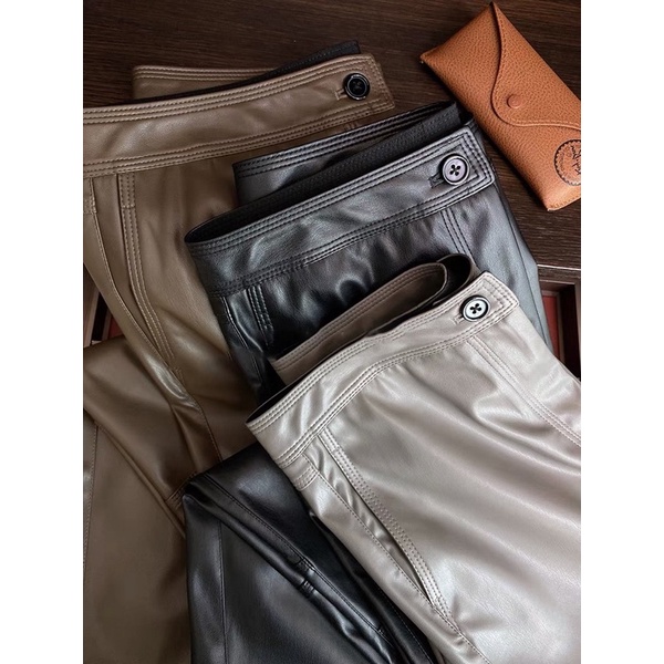 Quần suôn da xám