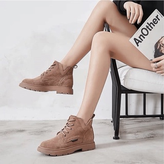 Giày bốt nữ cổ thấp boot martin nữ đế cao 3.5cm chất da cực mịn