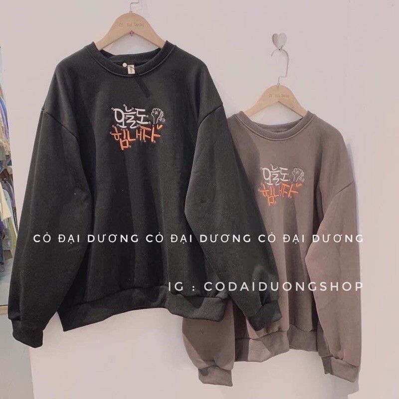 Áo swt nỉ da cá tàu chữ thêu sịn sò đủ màu HANA199 | BigBuy360 - bigbuy360.vn