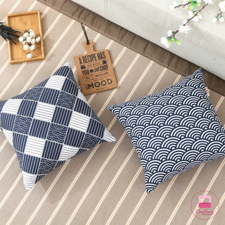 Gối tựa lưng văn phòng, trang trí decor - vỏ gối tựa lưng sofa đẹp 45cm x 45cm vải gai - Kanta store
