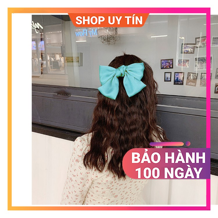 [NowShip - Giao Ngay] Kẹp Tóc Đính Nơ Lụa Cao Cấp - Cặp Tóc Nữ Đẹp Màu Xanh Min