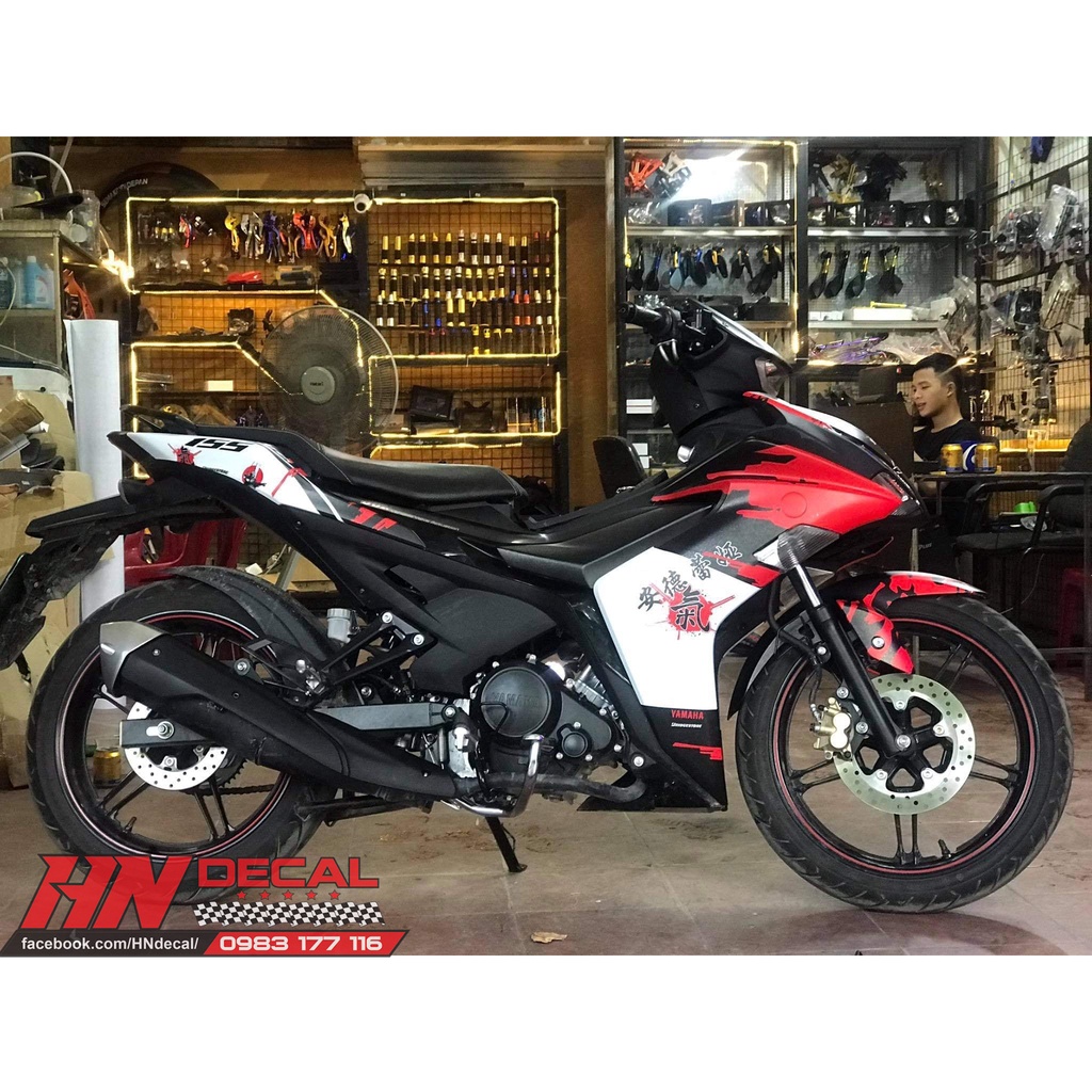 Tem Trùm Exciter 155 Samurai Đen Trắng Đỏ