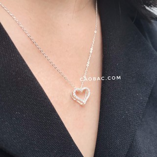 Vòng cổ bạc nữ💝freeship💝💝dây chuyền tim rỗng đá