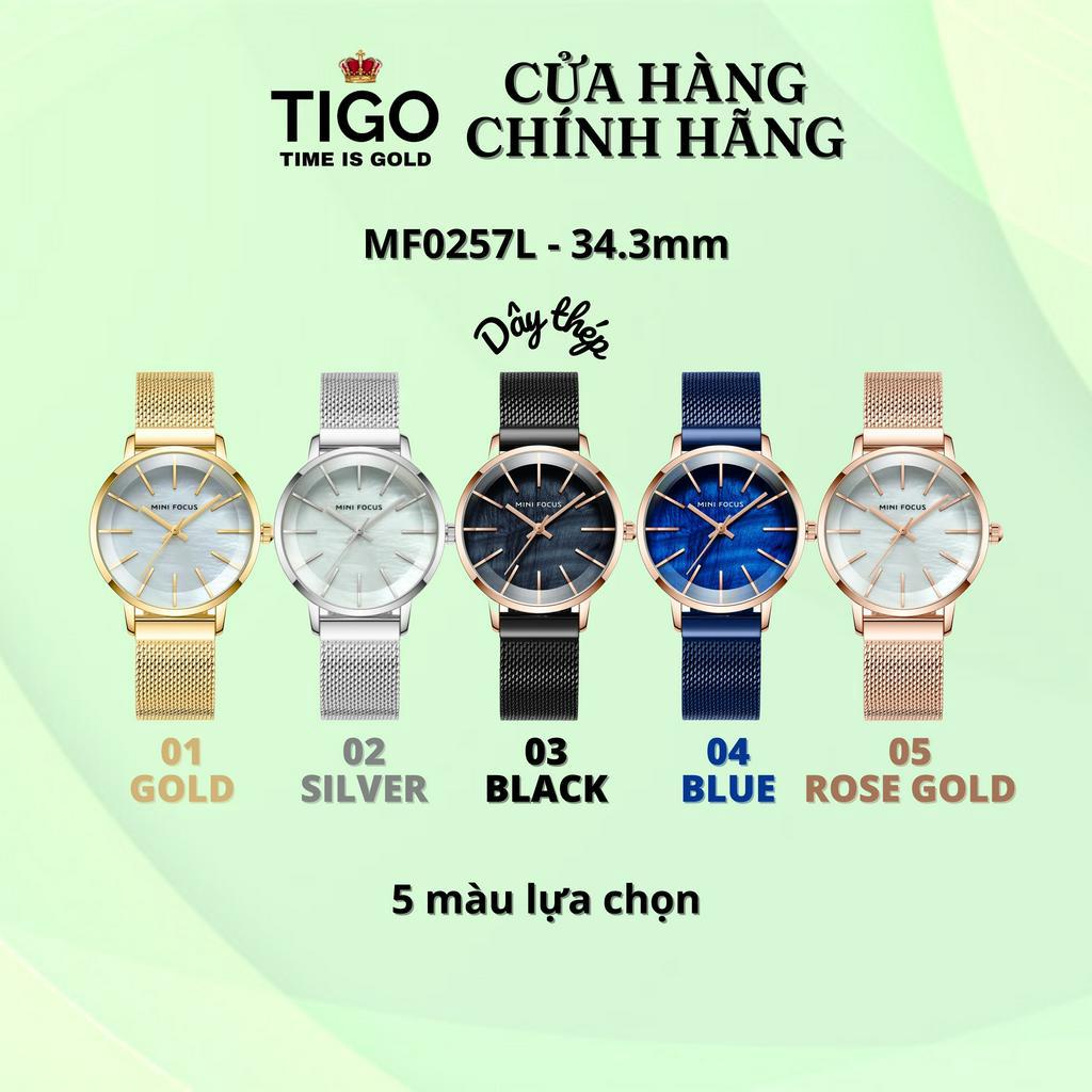 Đồng Hồ Nữ MINI FOCUS MF0257L.02 Dây Thép Bạc Viền Bạc Thép Không Gỉ Cao Cấp Mặt Tròn Đường Kính 34mm Chống Nước