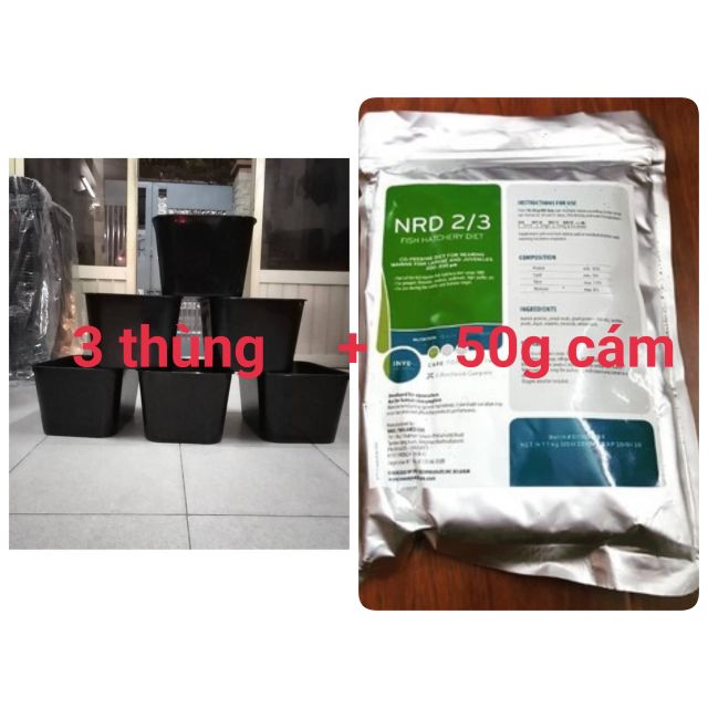 combo 3 thùng kem nhựa đen trắng + 50g cám 2/3