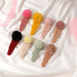 Kẹp tóc vải lông cừu màu trơn phong cách Hàn Quốc xinh xắn đáng yêu dành cho nữ